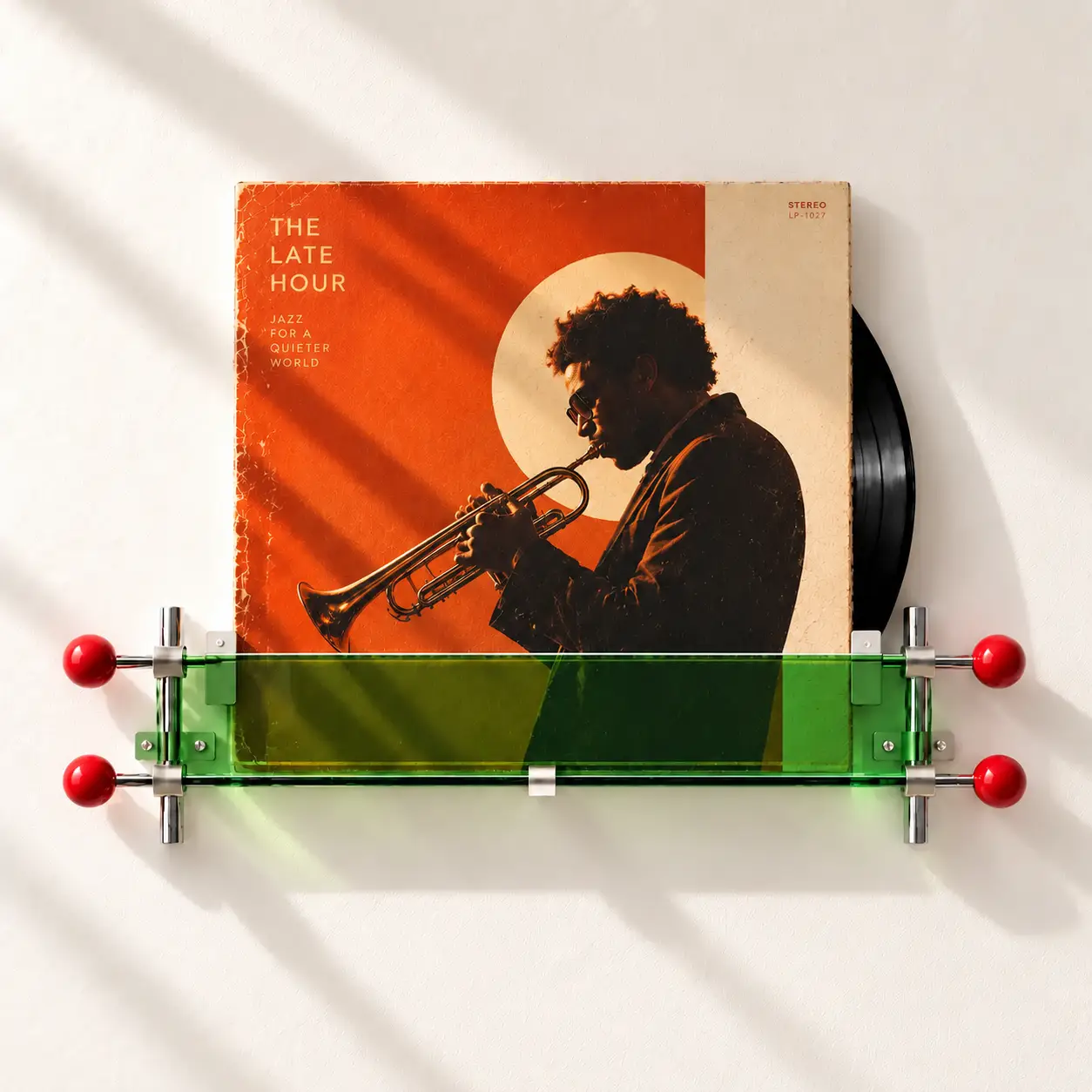 Wall-Mounted Record Display Shelf