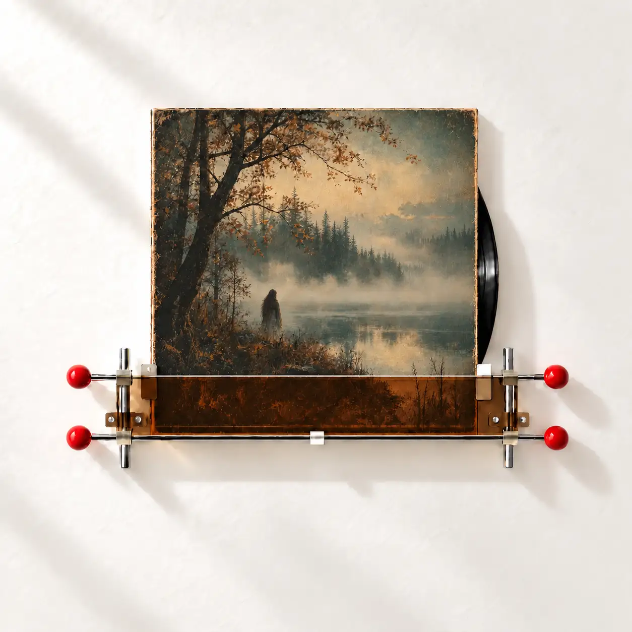 Wall-Mounted Record Display Shelf