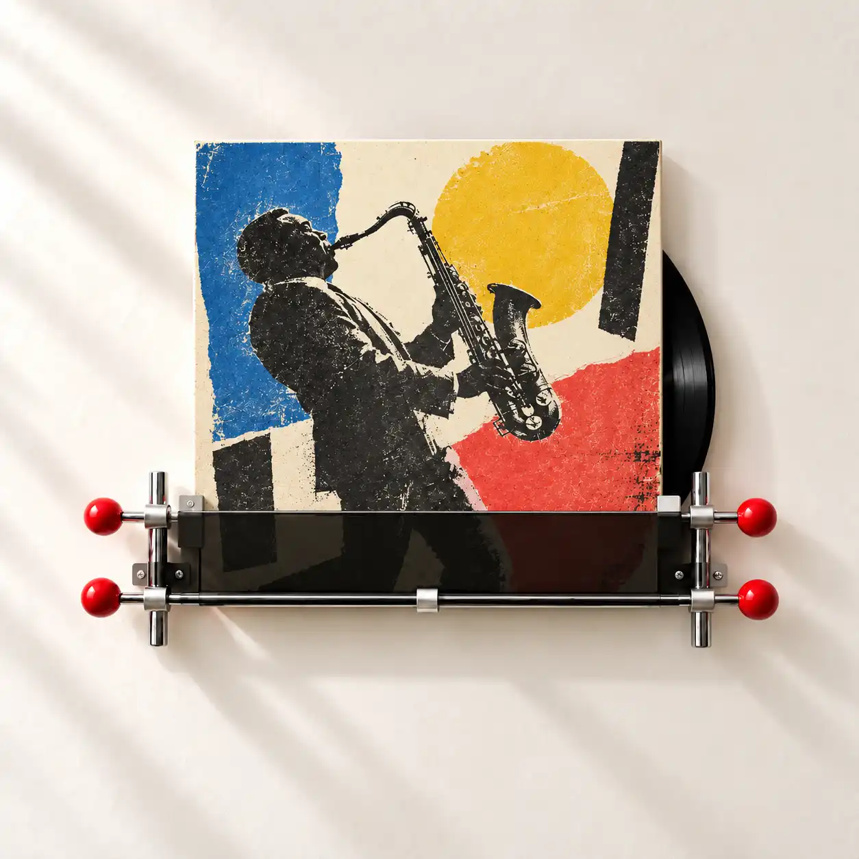 Wall-Mounted Record Display Shelf