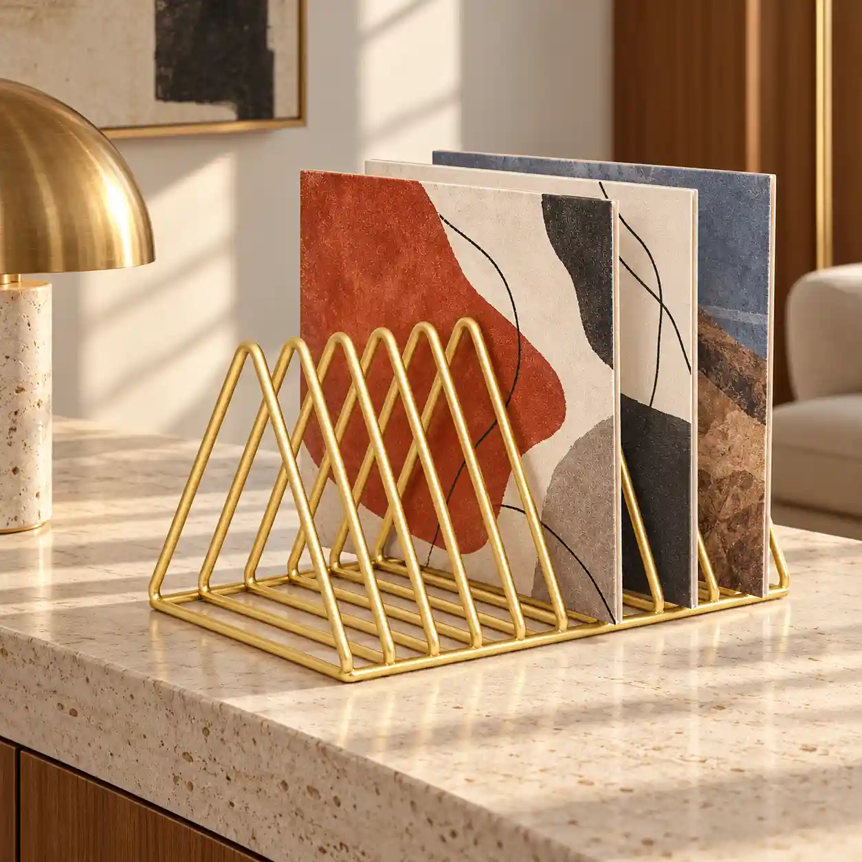 Triangle Metal Vinyl Record & Magazine Holder