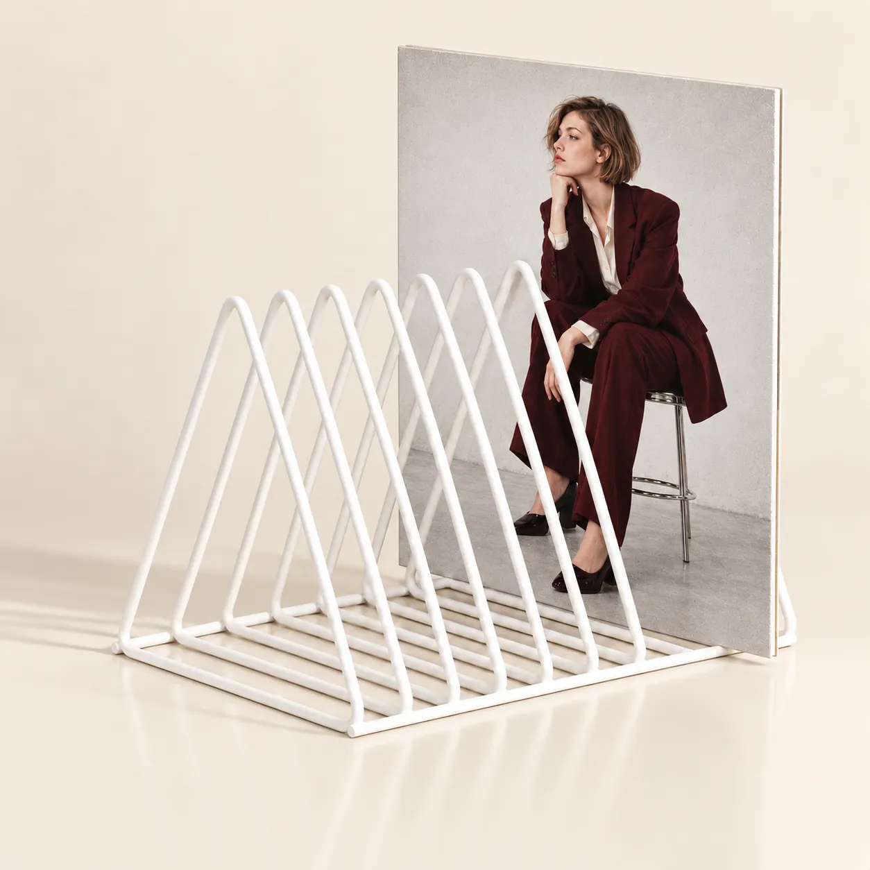 Triangle Metal Vinyl Record & Magazine Holder