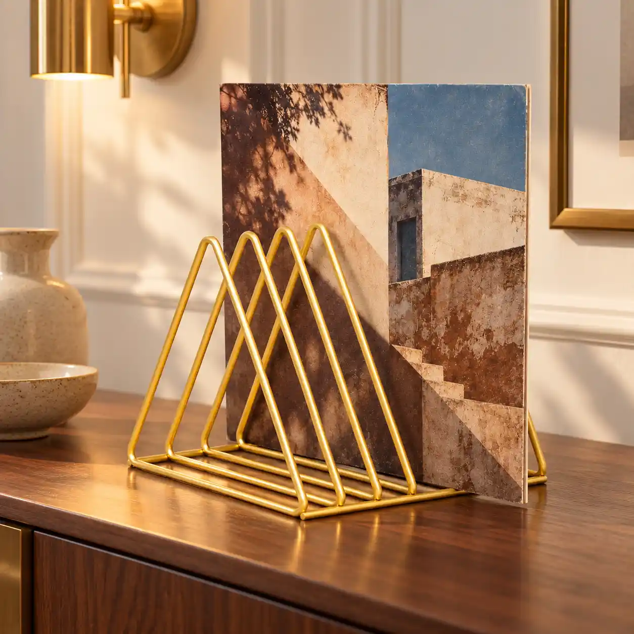 Triangle Metal Vinyl Record & Magazine Holder