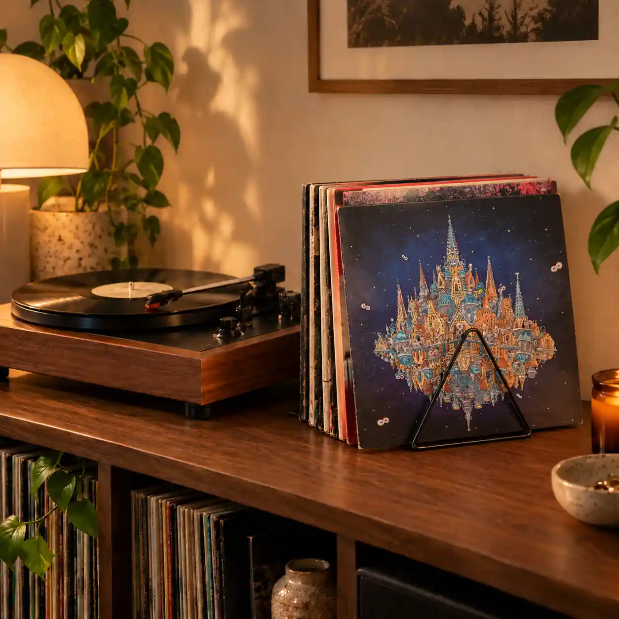 Triangle Metal Vinyl Record & Magazine Holder