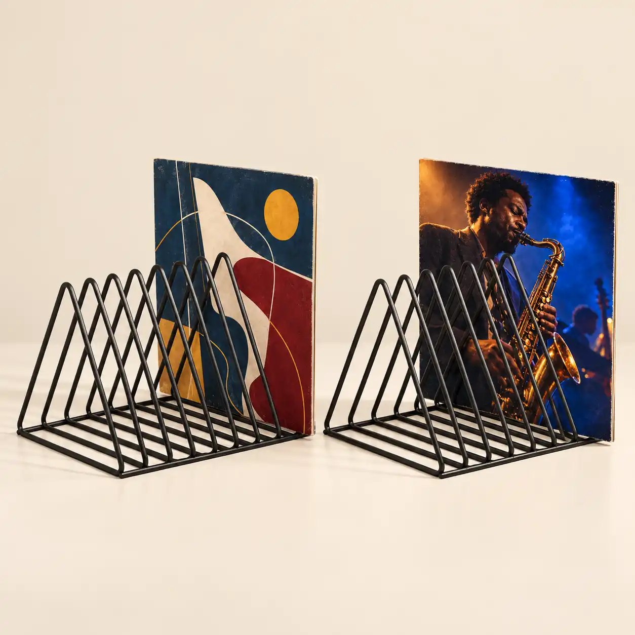 Set of 2 Triangle Metal Vinyl Record 