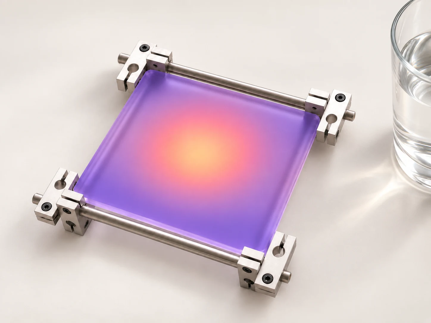Lavender Coral gradient acrylic coaster with aluminum frame