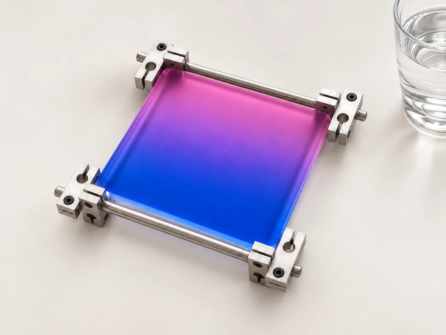 Violet Cobalt gradient acrylic coaster with aluminum frame
