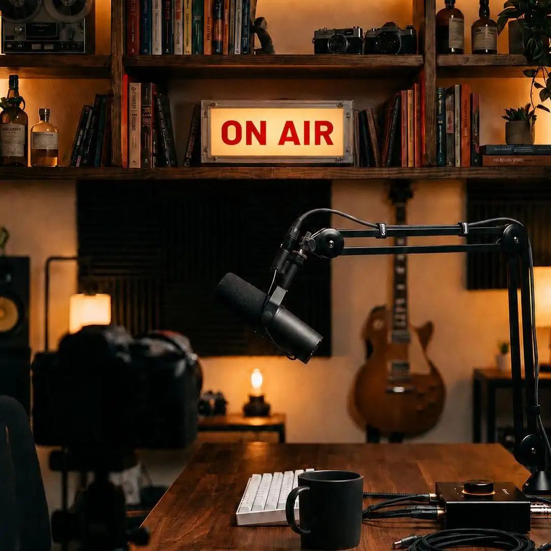 ON AIR light in a creator setup