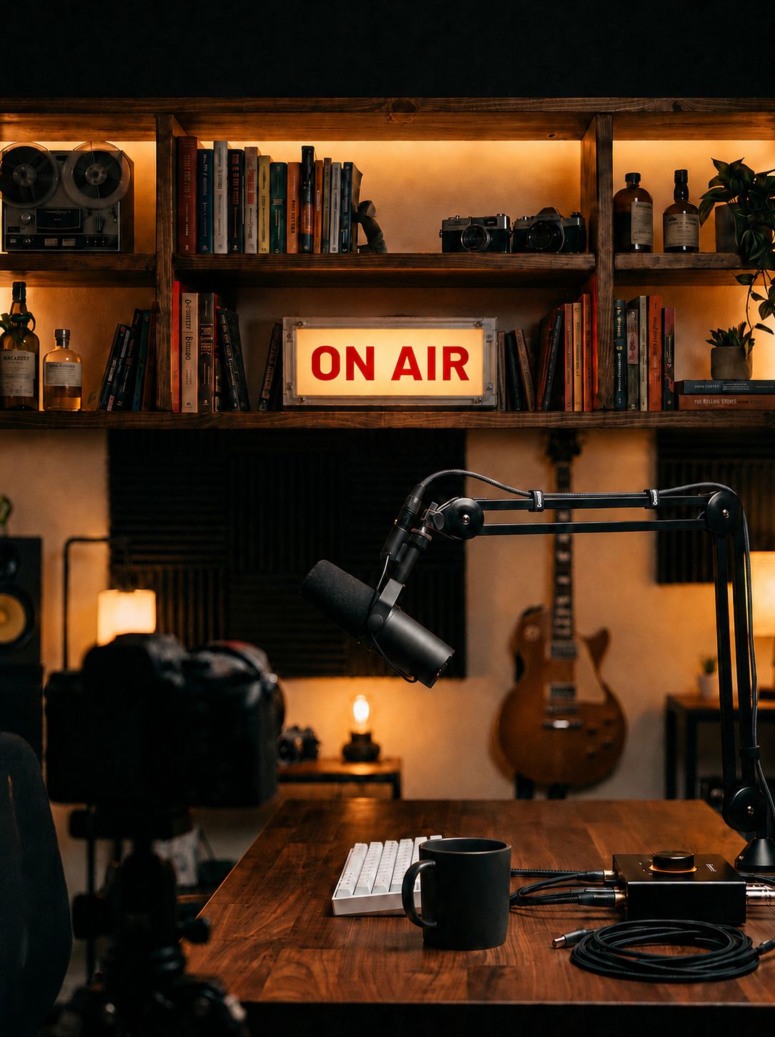 Creator recording with an ON AIR sign