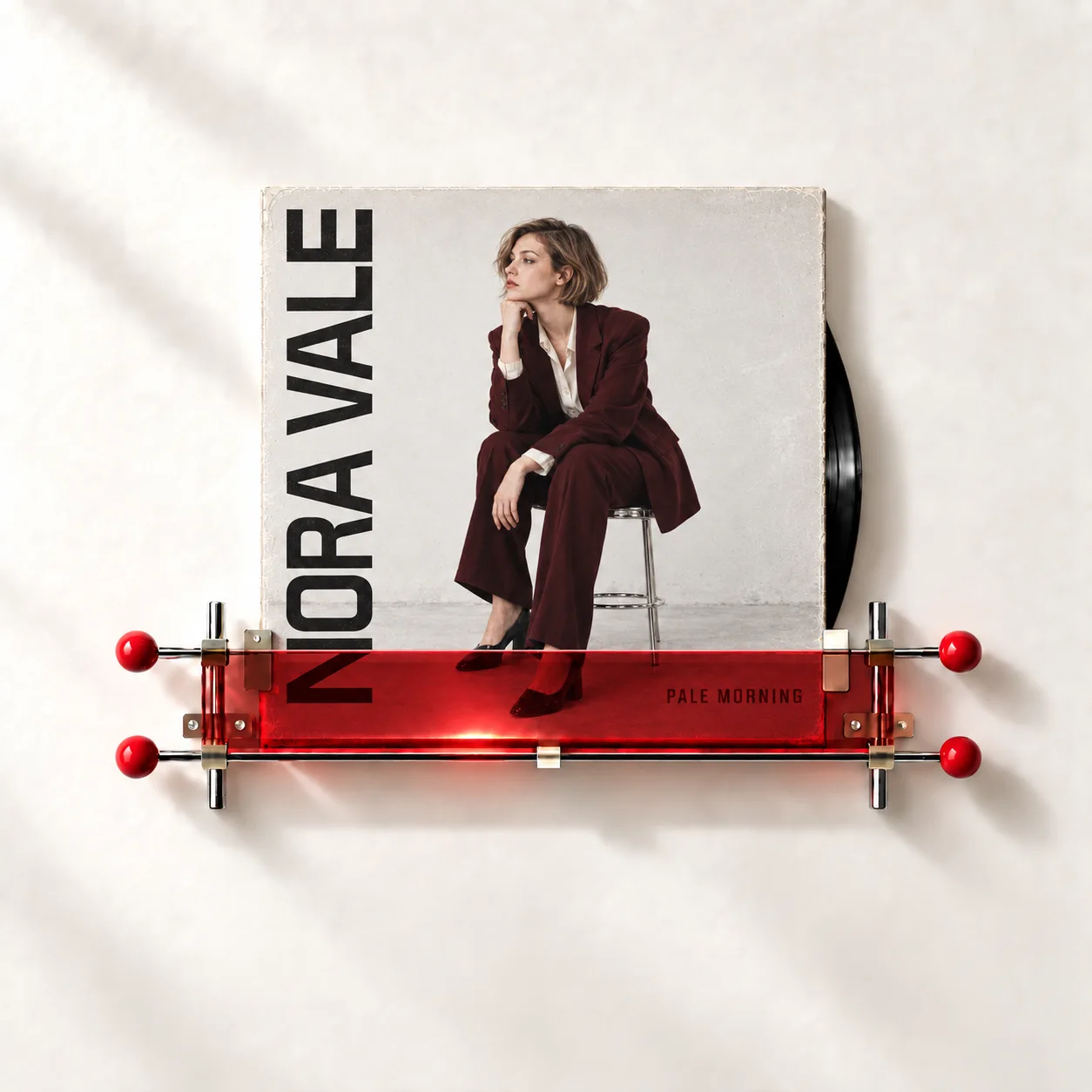Wall-Mounted Record Display Shelf