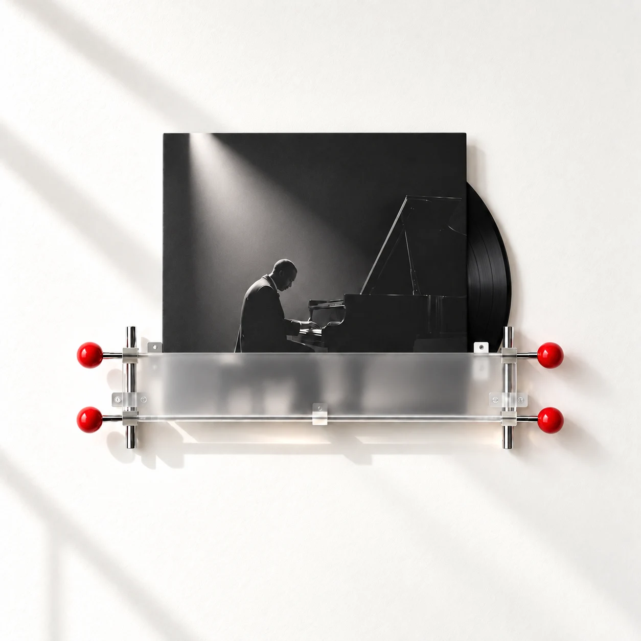Wall-Mounted Record Display Shelf