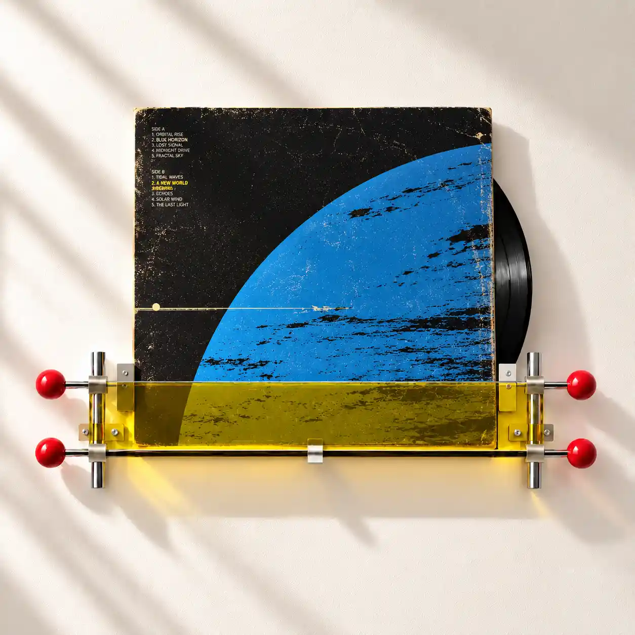 Wall-Mounted Record Display Shelf