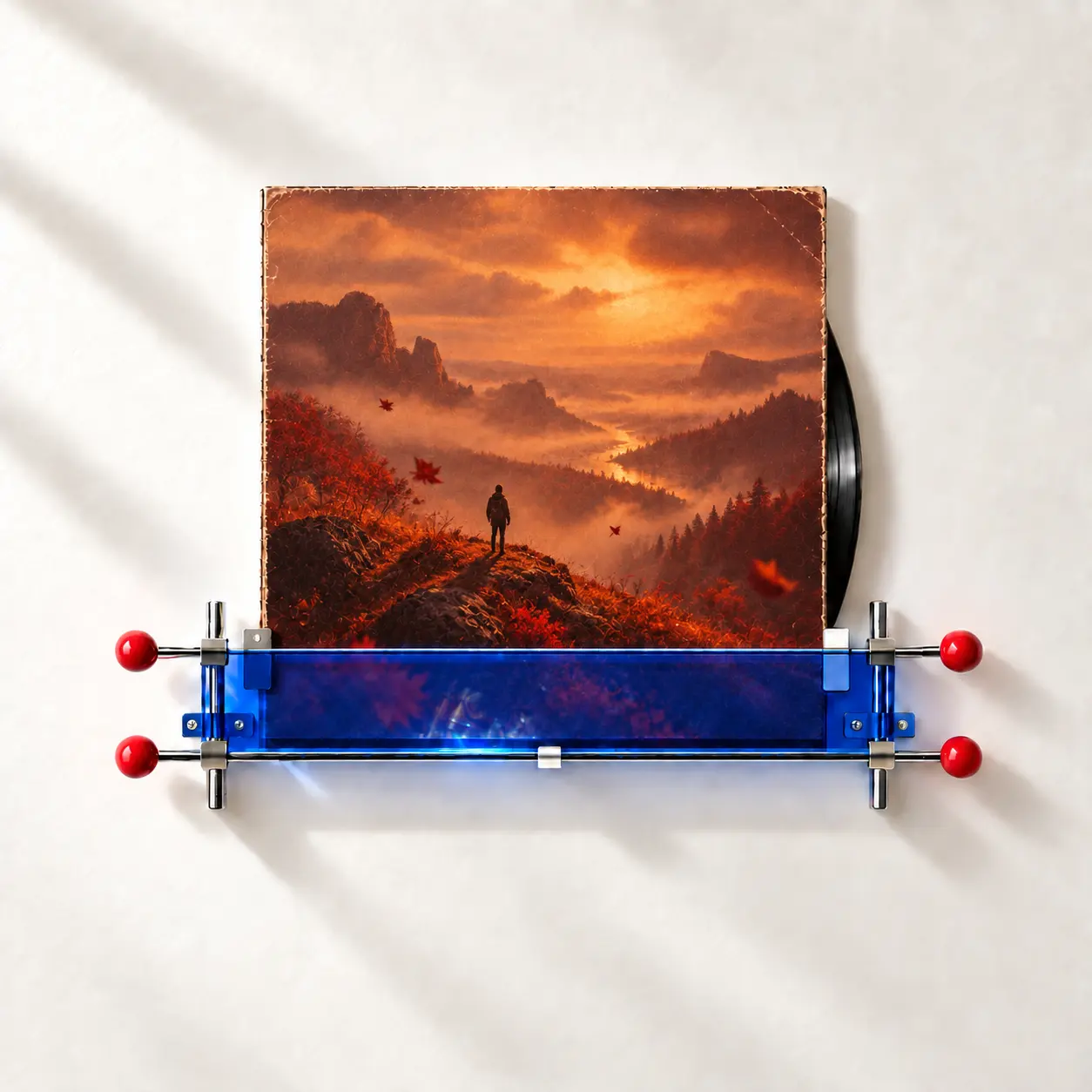 Wall-Mounted Record Display Shelf