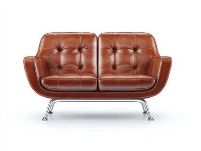 Canapé 2 places en cuir 150x85x90 cm - marron - design contemporain confortable-Loftgetly