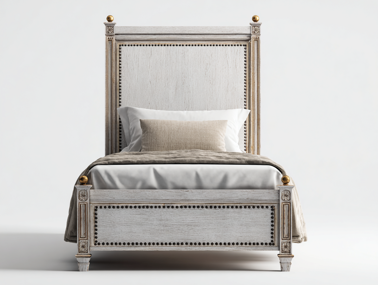 Lit simple en bois 200x90x120 cm - bois clair - confort chambre style classique-Loftgetly