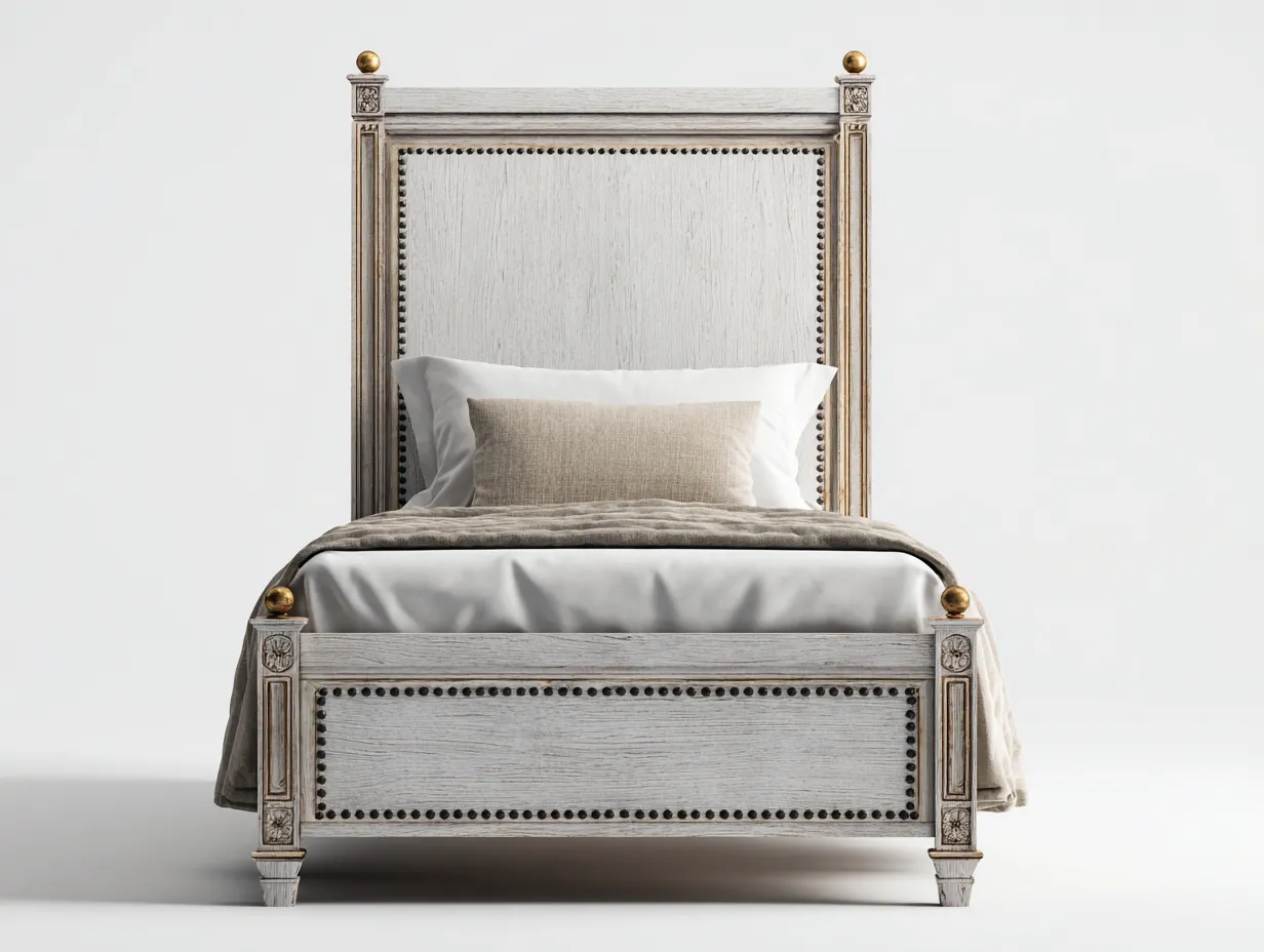 Lit simple en bois 200x90x120 cm - bois clair - confort chambre style classique-Loftgetly