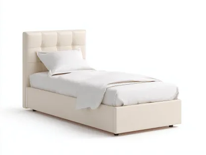 Lit simple tissu rembourré 200x90x115 cm - Beige clair - Design contemporain-Loftgetly