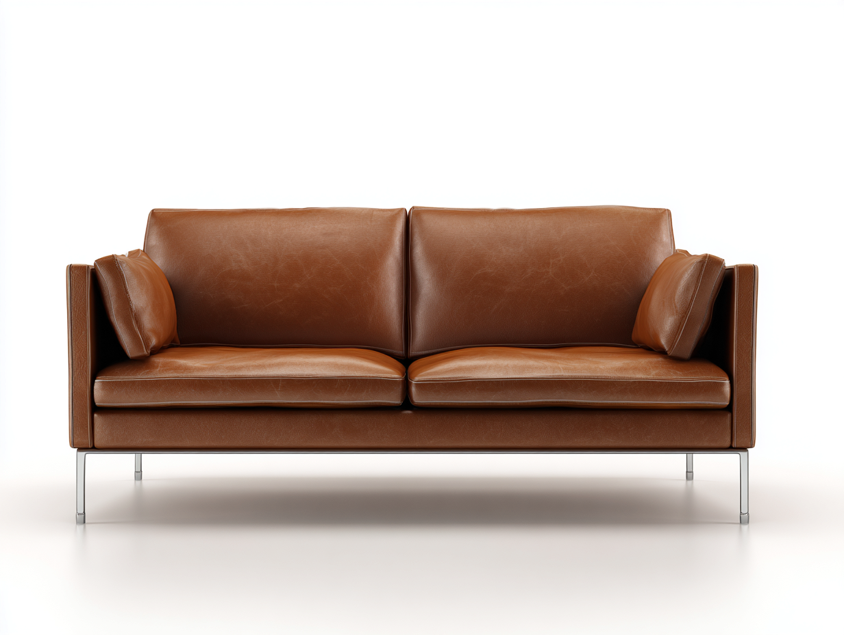Canapé 2 places en cuir 180x90x85 cm - marron - confort salon style moderne-Loftgetly