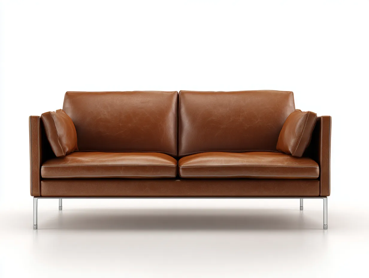 Canapé 2 places en cuir 180x90x85 cm - marron - confort salon style moderne-Loftgetly