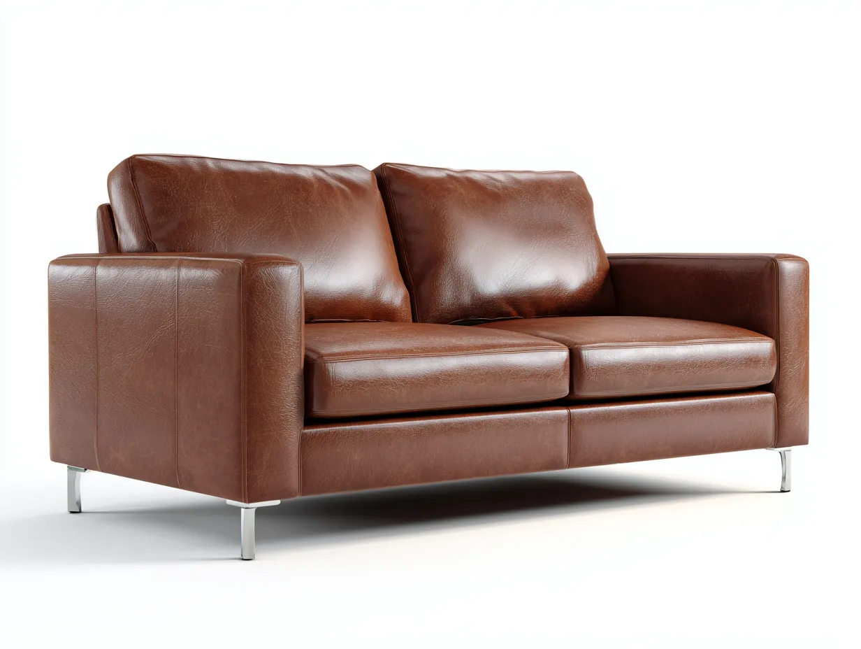 Canapé 2 places en cuir 170x90x85 cm - marron - design contemporain pour salon-Loftgetly