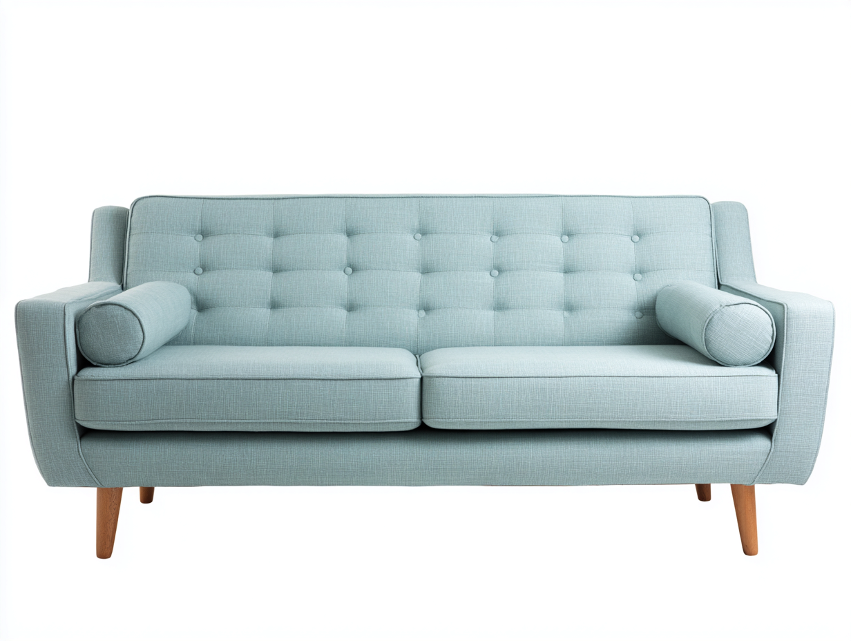 Canapé 2 places tissu capitonné dossier boutonné 178x90x85 cm - Bleu clair - Confort salon moderne-Loftgetly