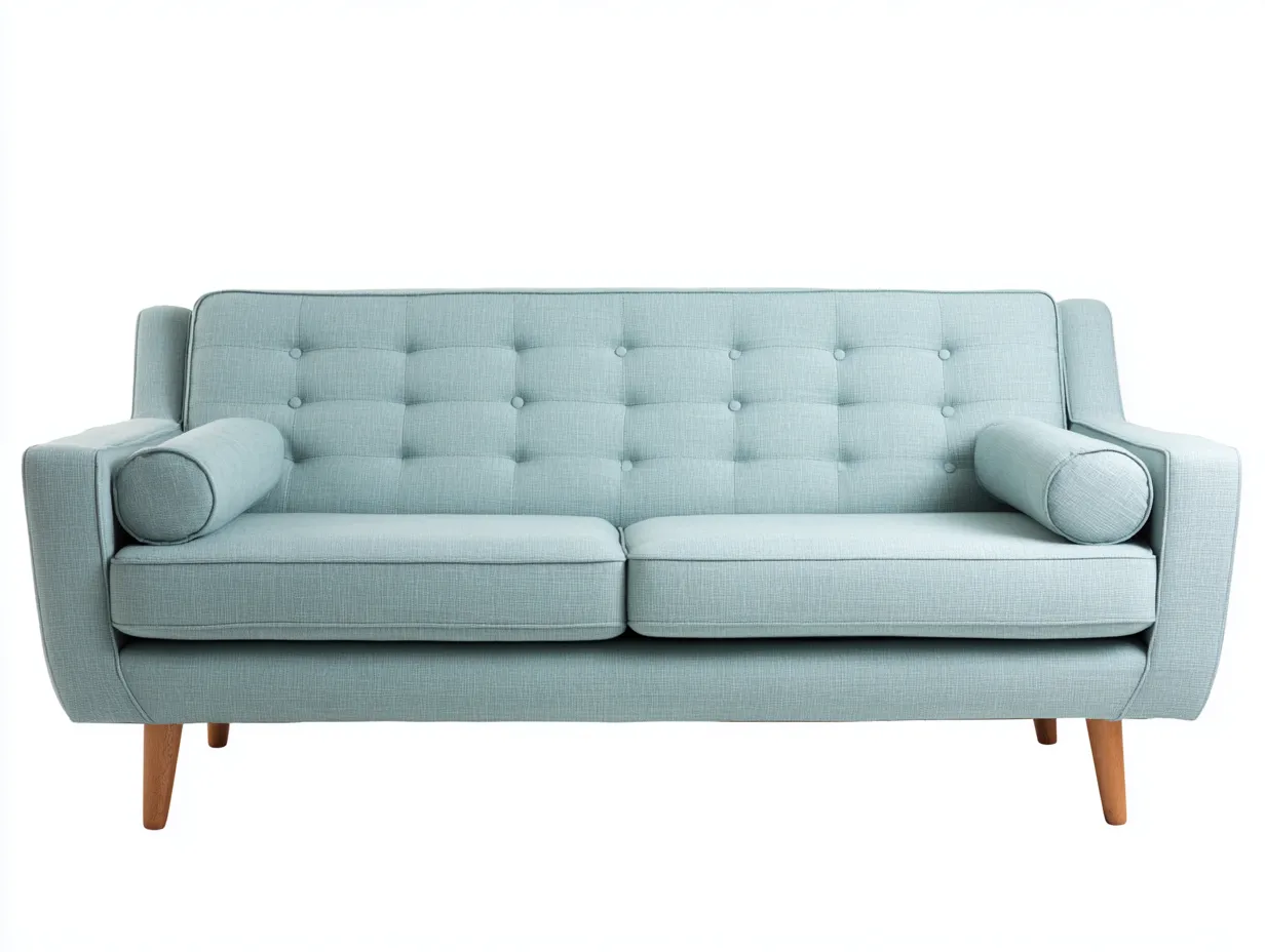 Canapé 2 places tissu capitonné dossier boutonné 178x90x85 cm - Bleu clair - Confort salon moderne-Loftgetly