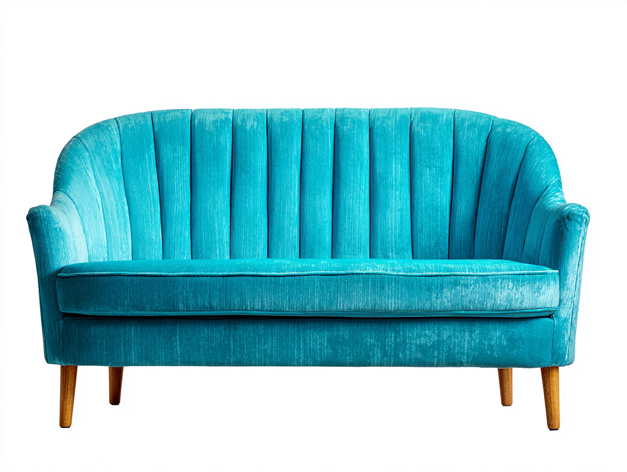 Canapé 2 places tissu velours côtelé 165x85x80 cm - Bleu turquoise - Style rétro confortable-Loftgetly