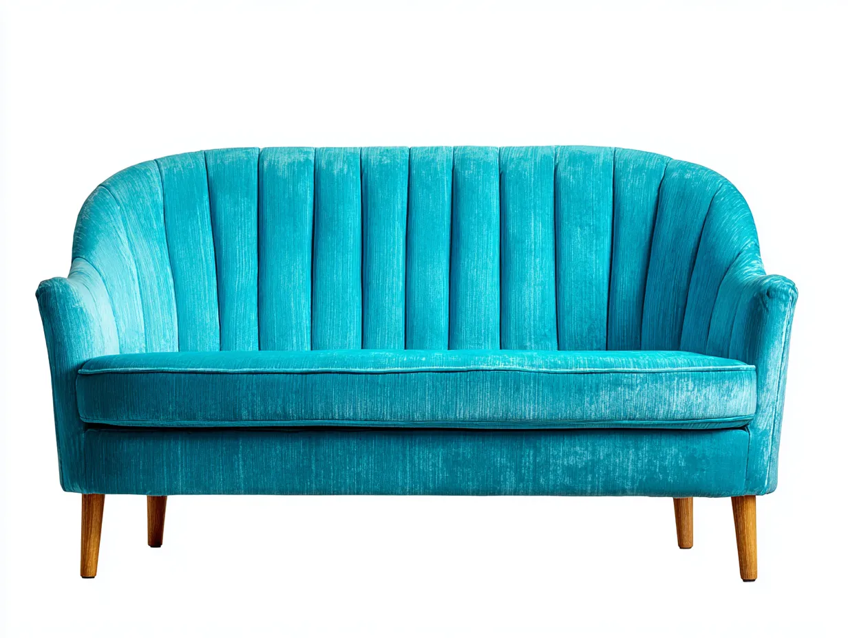 Canapé 2 places tissu velours côtelé 165x85x80 cm - Bleu turquoise - Style rétro confortable-Loftgetly