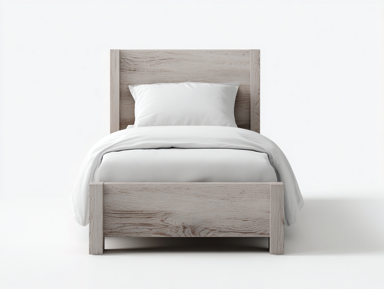 Lit simple en bois 200x90x90 cm - blanc - design épuré pour chambre-Loftgetly