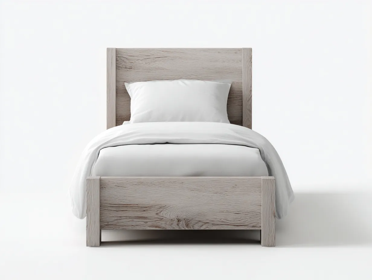 Lit simple en bois 200x90x90 cm - blanc - design épuré pour chambre-Loftgetly