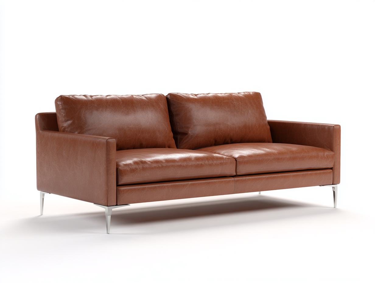 Canapé 2 places cuir synthétique 180x85x80 cm - Marron cognac - Design moderne élégant-Loftgetly