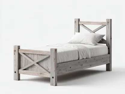 Lit simple 200x90x90 cm - blanc - style rustique-Loftgetly