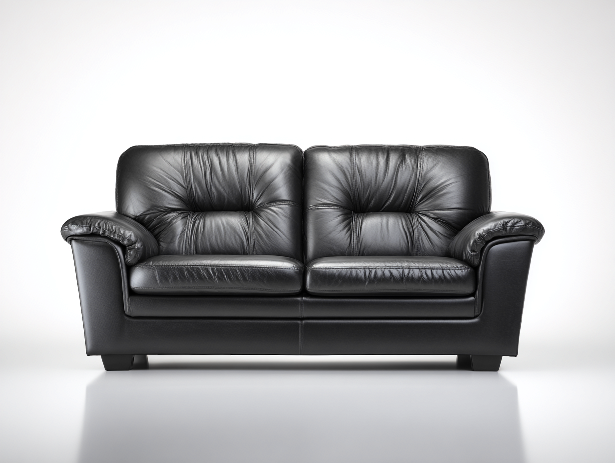 Canapé 2 places en cuir 170x95x90 cm - noir - confort salon style classique-Loftgetly