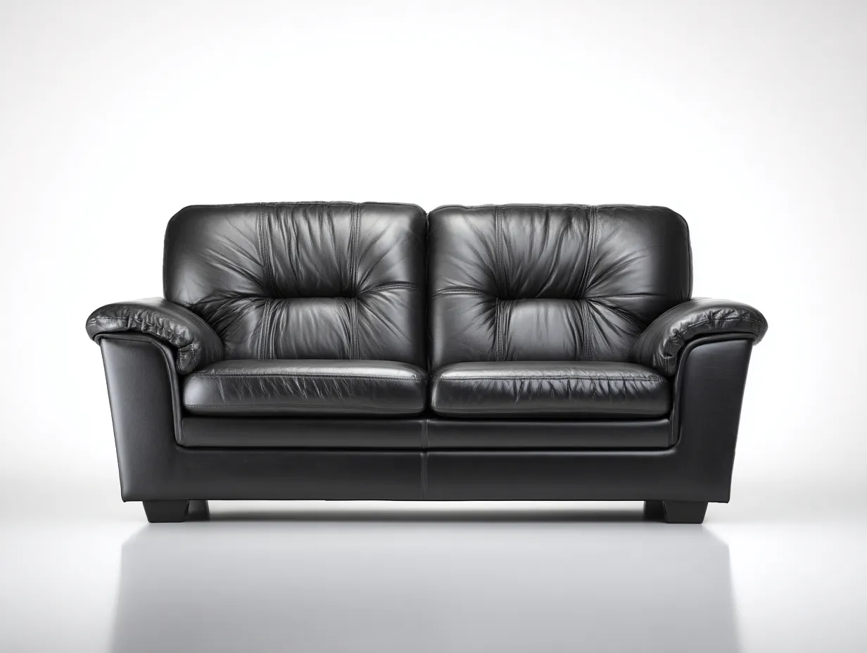 Canapé 2 places en cuir 170x95x90 cm - noir - confort salon style classique-Loftgetly