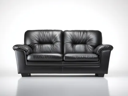 Canapé 2 places en cuir 170x95x90 cm - noir - confort salon style classique-Loftgetly