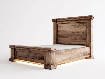 Lit double en bois massif 200x160x110 cm - marron - mobilier chambre style rustique-Loftgetly