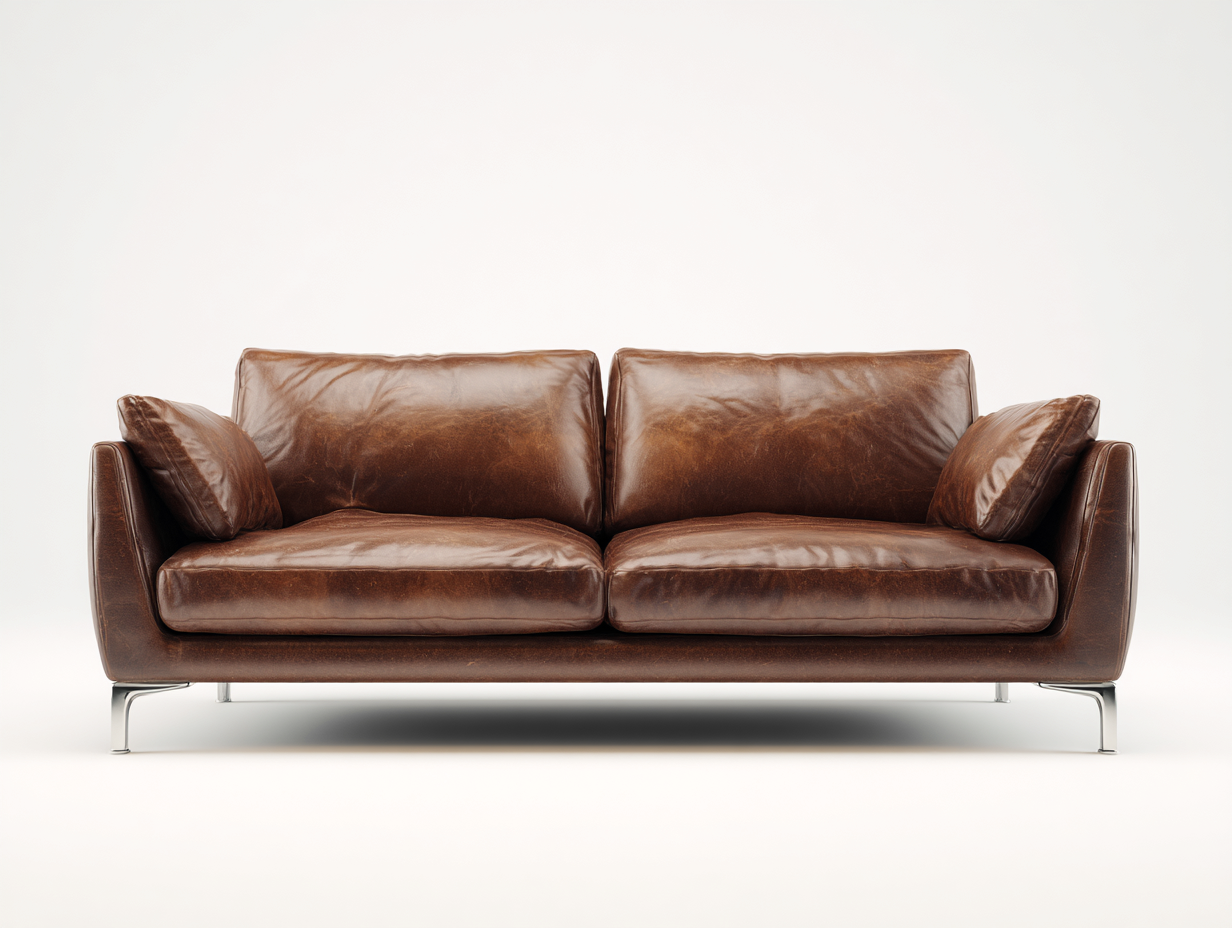 Canapé 2 places en cuir 190x95x85 cm - marron - design contemporain pour salon-Loftgetly