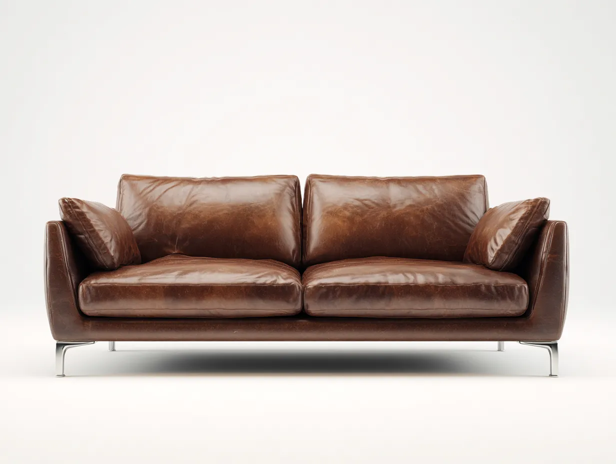 Canapé 2 places en cuir 190x95x85 cm - marron - design contemporain pour salon-Loftgetly