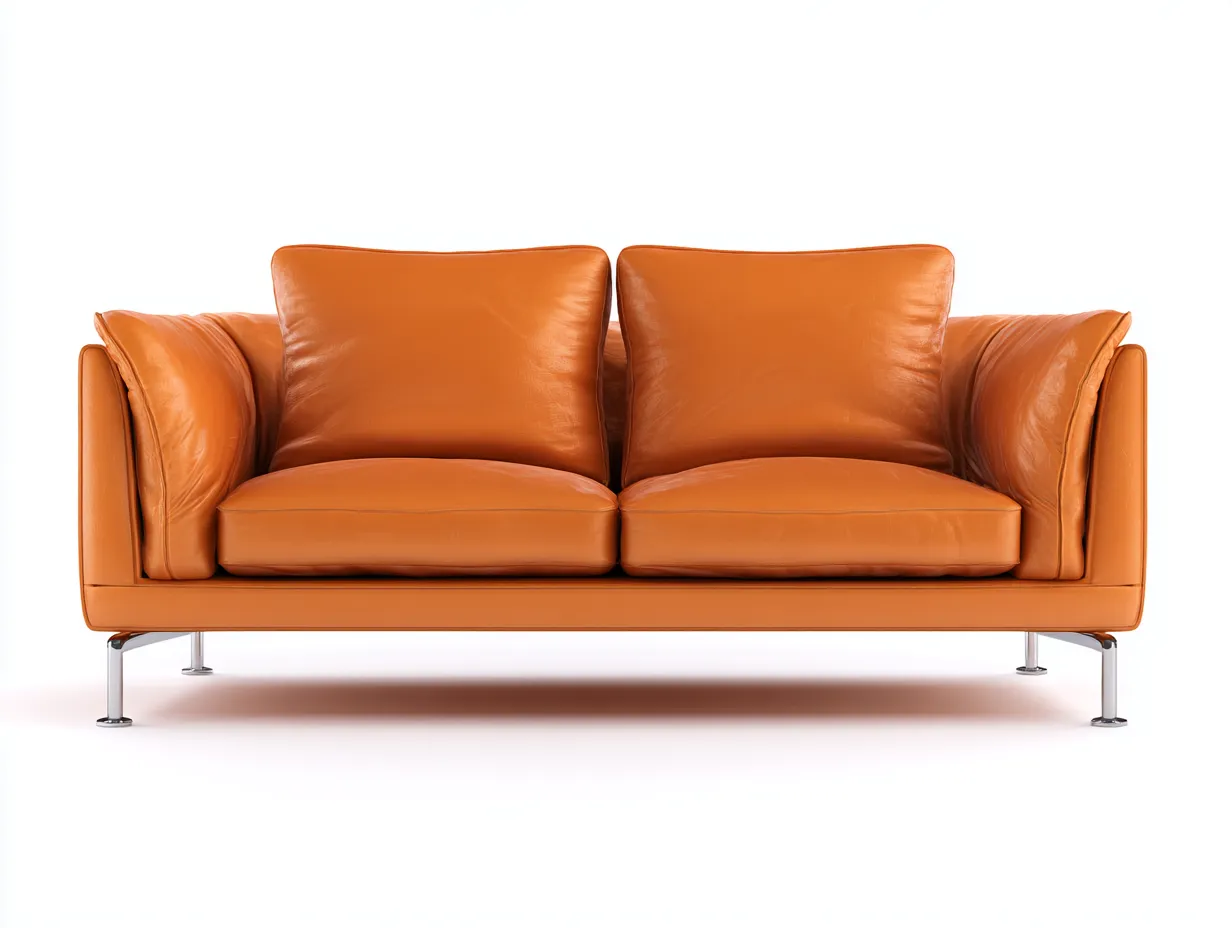 Canapé 2 places en cuir 175x90x85 cm - orange - confort salon style contemporain-Loftgetly