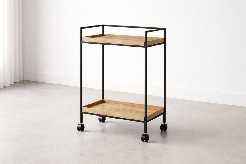 Chariots de bar en Métal et Bois avec Roulettes 2 Étagères