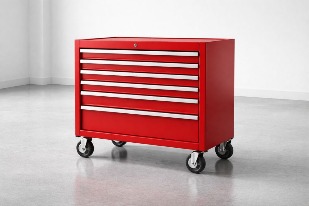 Armoire à outils mobile rouge en acier