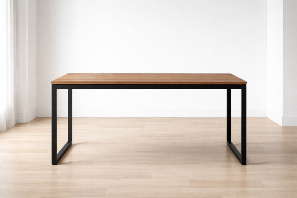 Table Rectangulaire en Bois et Métal Noir 150x80x75 cm