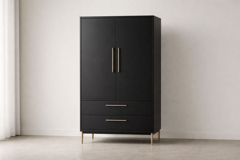 Armoire en Bois et Métal Noir 200x100x50 cm