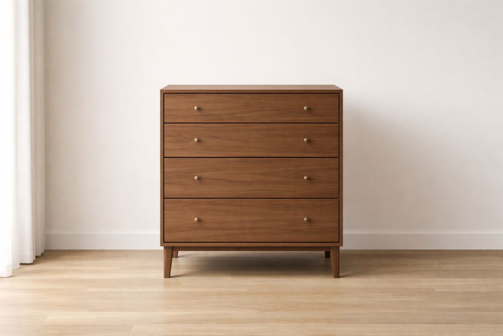 Commode en Bois avec Tiroirs 4 Noyer