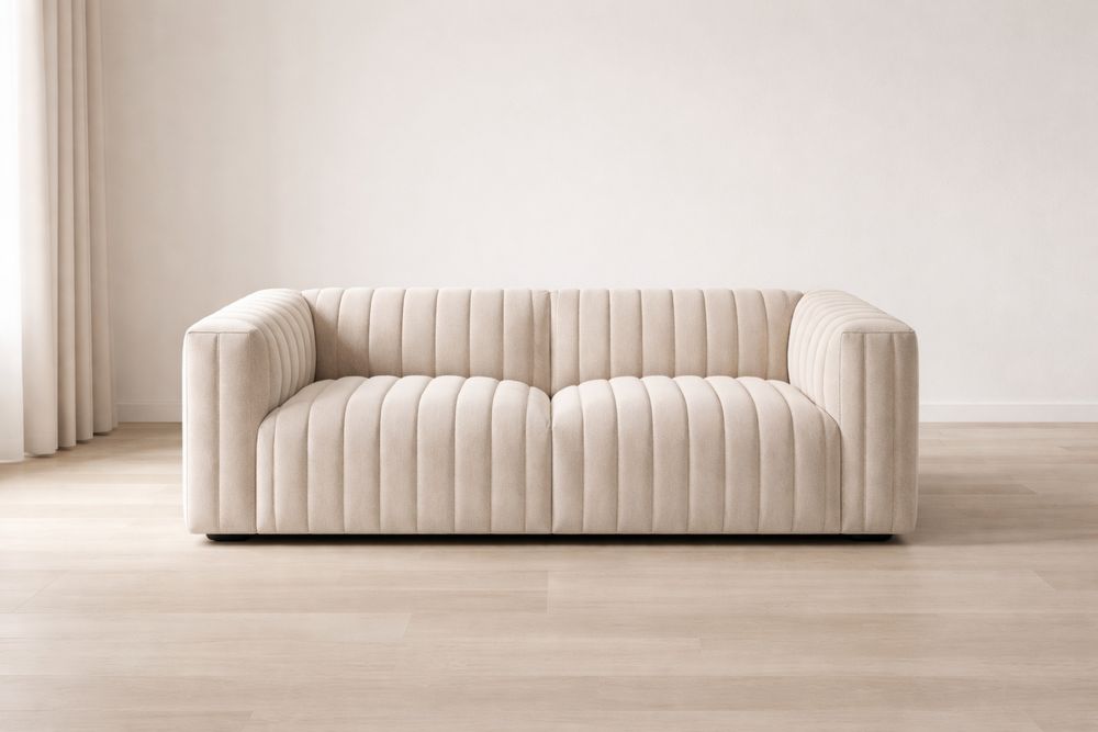 Canapé deux places en velours côtelé Beige