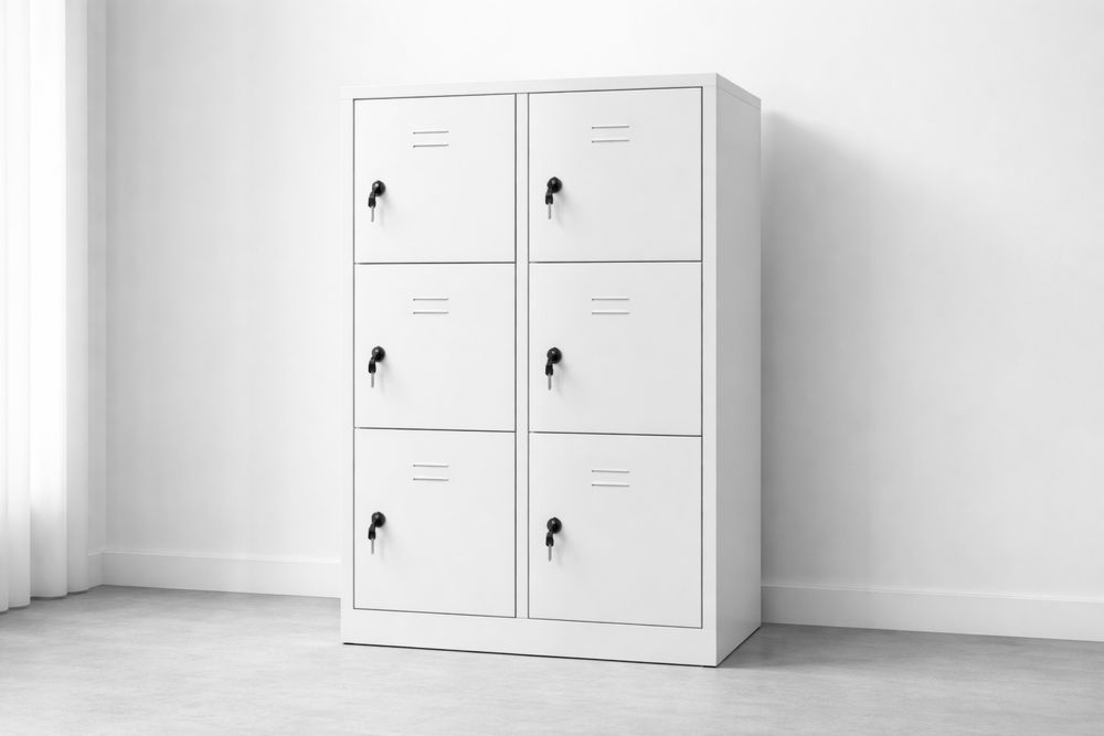 Armoire à casiers métallique blanc 6 portes