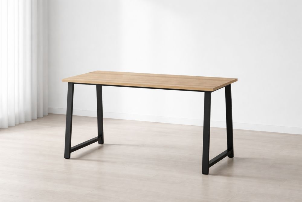 Table bureau rectangulaire chêne noir acier 140x70x75 cm