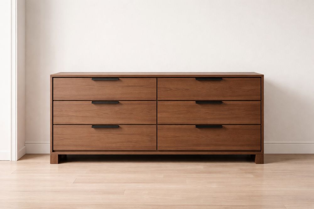 Commode en Bois de Noyer avec 6 Tiroirs