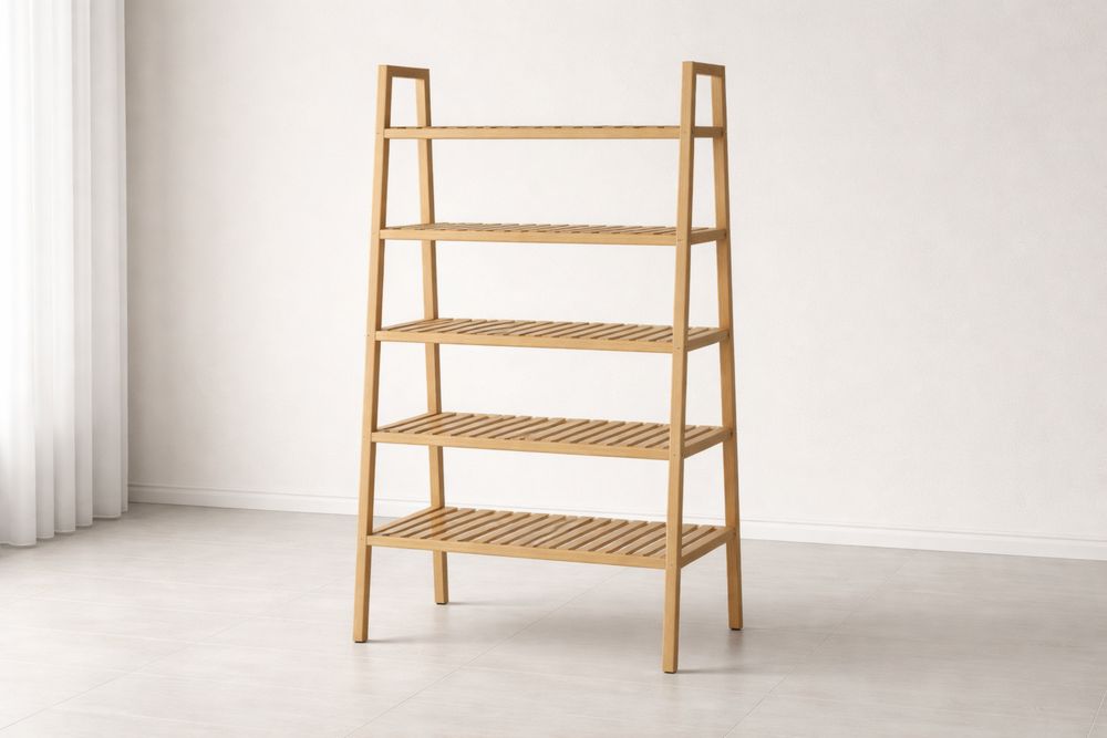 Étagère en bois naturel à 5 niveaux