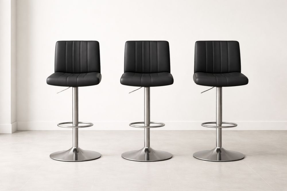 Ensemble de 3 Tabourets de Bar en Similicuir Noir