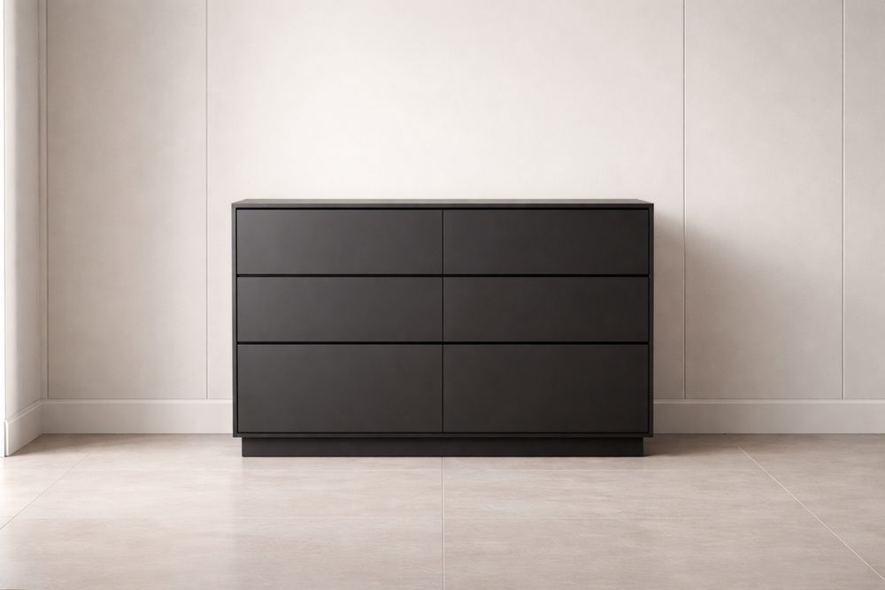 Commode en MDF 6 tiroirs Noir 120x40x80cm